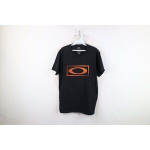 Y2K Oakley Mens Medium Faded Spell Out Big Logo Short Sleeve T-Shirt Black